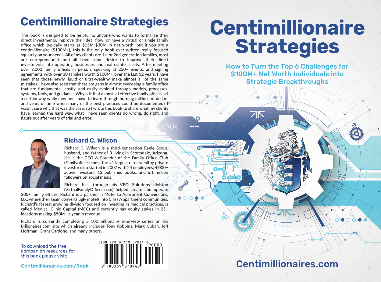 Full wrap cover of Centimillionaire Strategies, front, spine and back